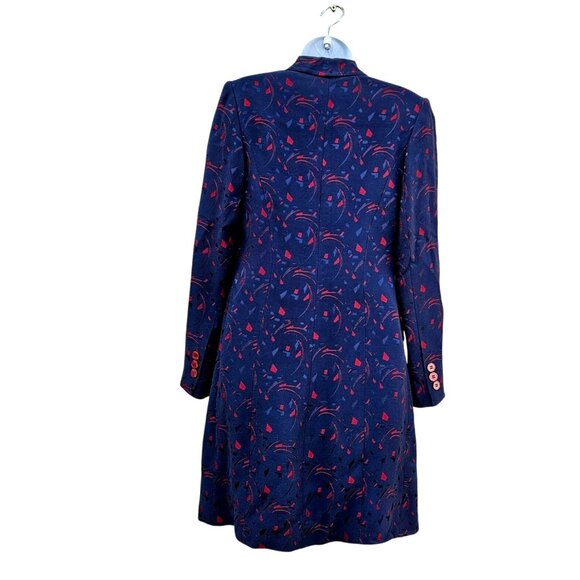 Vintage Turkish Tekbir Modest Coat 80s/90s Navy Red Woven Jacquard 6 8 38 - Picture 4 of 15